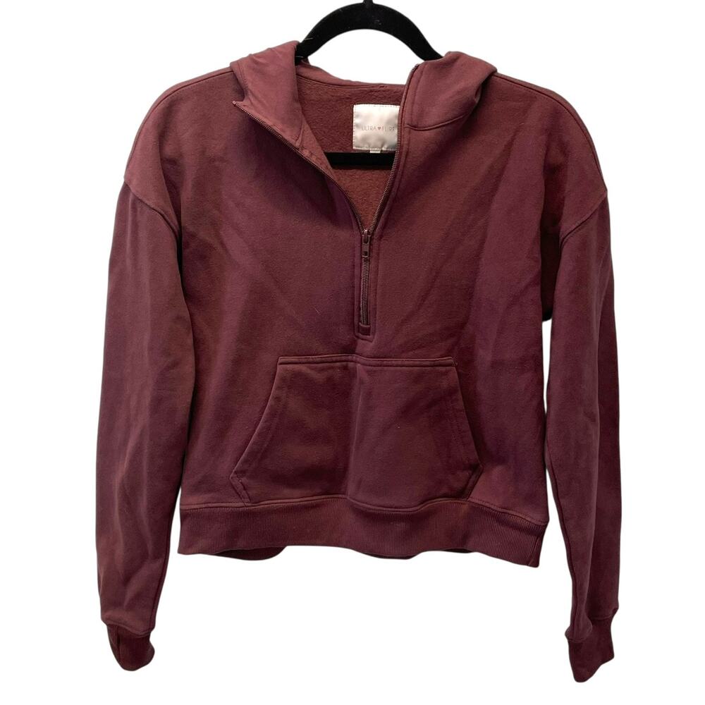 Ultra Flirt Womens Cropped Hoodie S Burgundy